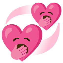 yawning face and revolving hearts