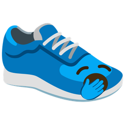 yawning face and running shoe