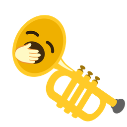 yawning face and trumpet