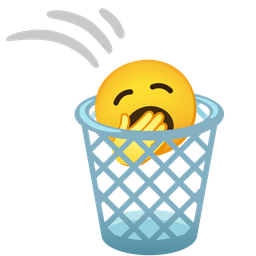 Yawning face and Wastebasket