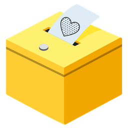 yellow heart and ballot box with ballot