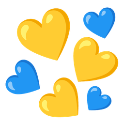 yellow heart and blue heart