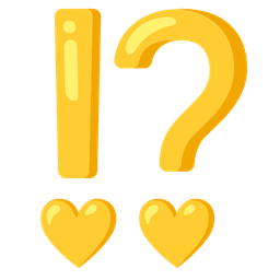yellow heart and exclamation question mark