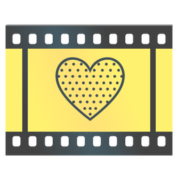 yellow heart and film frames