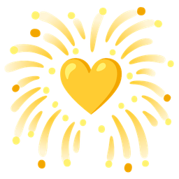 yellow heart and fireworks