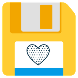 yellow heart and floppy disk