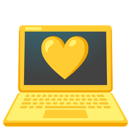 yellow heart and laptop
