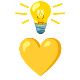 yellow heart and light bulb