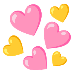 yellow heart and pink heart
