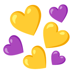 yellow heart and purple heart