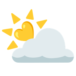 yellow heart and sun behind cloud