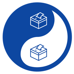 yin yang and ballot box with ballot