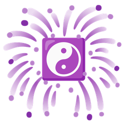 yin yang and fireworks