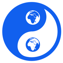 yin yang and globe showing Europe-Africa