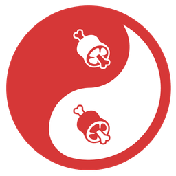 yin yang and meat on bone