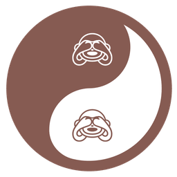 yin yang and see-no-evil monkey