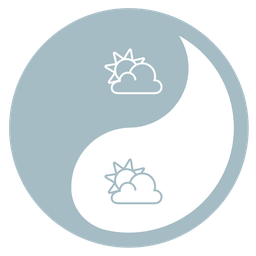 yin yang and sun behind cloud