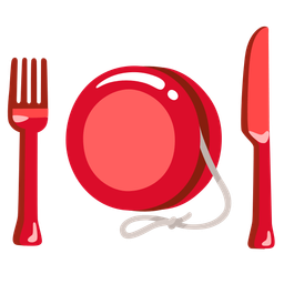 yo-yo and fork and knife with plate