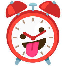 zany face and alarm clock