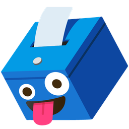 zany face and ballot box with ballot