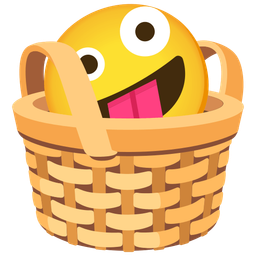 zany face and basket
