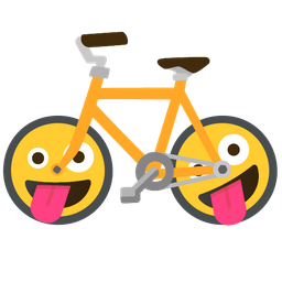 zany face and bicycle