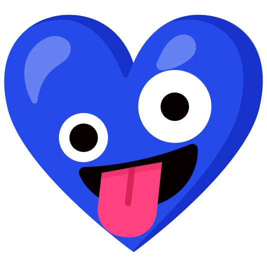Zany face and Blue heart