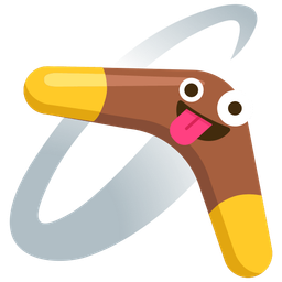 zany face and boomerang