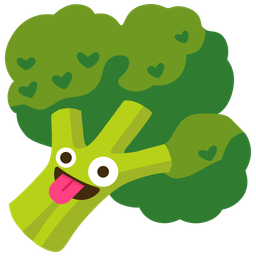 zany face and broccoli