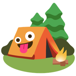 zany face and camping