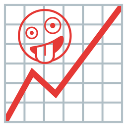 zany face and chart increasing