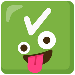 zany face and check mark button