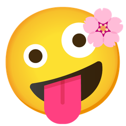 zany face and cherry blossom