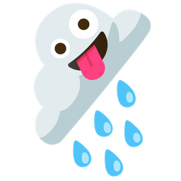 zany face and cloud with rain