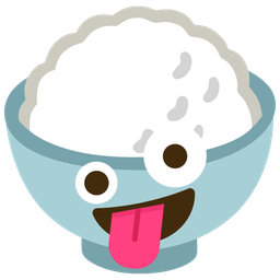 zany face and cooked rice