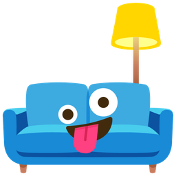 zany face and couch and lamp