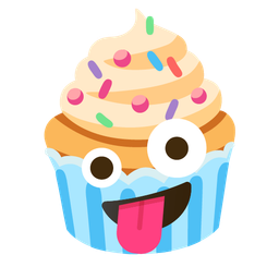 zany face and cupcake