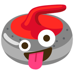 zany face and curling stone