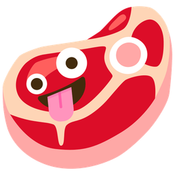 zany face and cut of meat