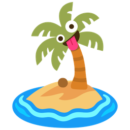 zany face and desert island