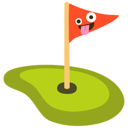 zany face and flag in hole