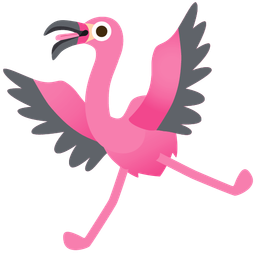 zany face and flamingo