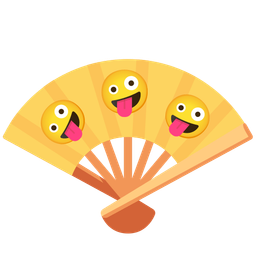 zany face and folding hand fan