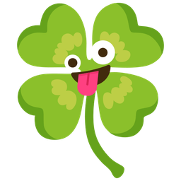 zany face and four leaf clover