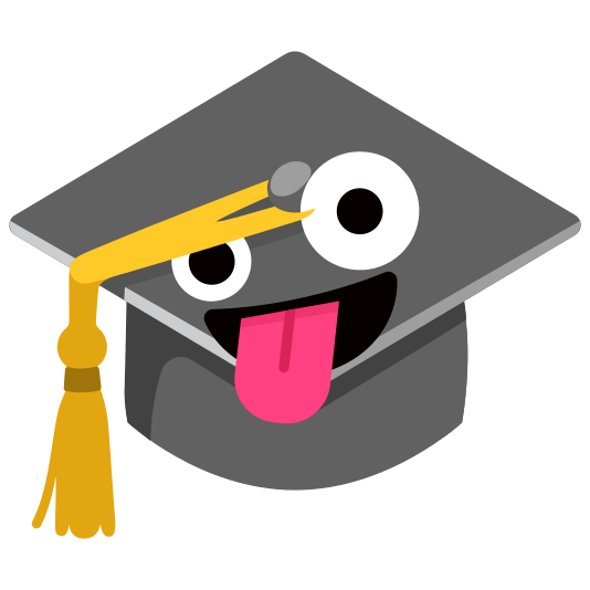 Zany face and Graduation cap