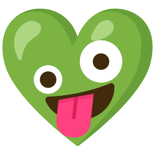 Zany face and Green heart