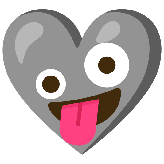 Zany face and Grey heart