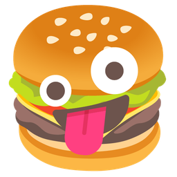 zany face and hamburger