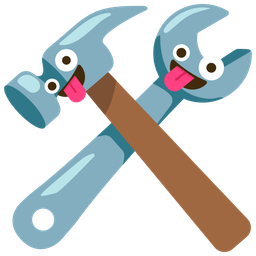 zany face and hammer and wrench
