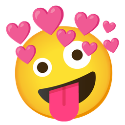 zany face and heart with arrow